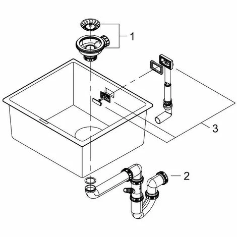 Grohe K700U Kompositspüle, 457x406mm Granit Grau 4 Grohe K700U Kompositspüle, 457x406mm Granit Grau – Bild 2