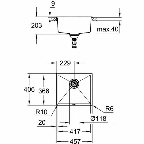 Grohe K700U Kompositspüle, 457x406mm Granit Grau 6 Grohe K700U Kompositspüle, 457x406mm Granit Grau – Bild 4