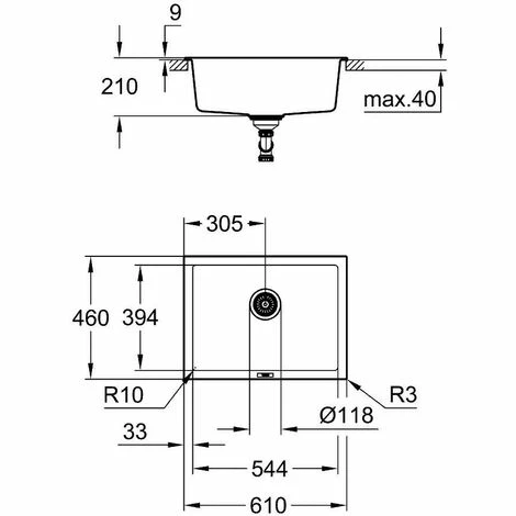 Grohe K700U Kompositspüle, 610x460mm Granit Grau 6 Grohe K700U Kompositspüle, 610x460mm Granit Grau – Bild 4