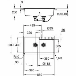 Grohe K500 Kompositspüle, 860x500mm Granit Schwarz 5 Grohe K500 Kompositspüle, 860x500mm Granit Schwarz -GROHE Geschäft 68963860 4