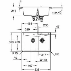 Grohe K700 Kompositspüle, 838x559mm, Einbau Links Granit Grau -GROHE Geschäft 68963977 4