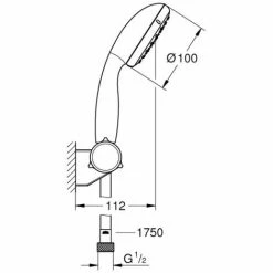 Grohe Brauseset Bauedge Mixer + Tempesta 100 2-strahlige Handbrause Mit Wandhalterung, Chrom (MixigeurD1-Tempesta3) -GROHE Geschäft 69824102 4