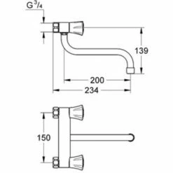 Grohe Costa-L Wand Keukenkraan Met Onderuitloop Chroom -GROHE Geschäft 71358461 2