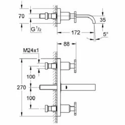 GROHE Allure | 3-Loch Waschtischbatterie Für Wandmontage - 172mm Ausladung | Chrom | 20190000 3 GROHE Allure | 3-Loch Waschtischbatterie Für Wandmontage - 172mm Ausladung | Chrom | 20190000 -GROHE Geschäft 71383891 2