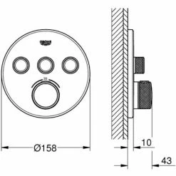 Grohe Grohtherm Smartcontrol Douche Opbouwdeel Rond Ø 15,8x4,3 Cm Cool Sunrise Geborsteld -GROHE Geschäft 71385742 2
