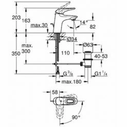 Grohe Eurostyle New M-size Wastafelkraan Met Waste Chroom 3 Grohe Eurostyle New M-size Wastafelkraan Met Waste Chroom -GROHE Geschäft 71386460 2