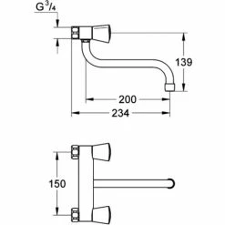 Grohe Costa-S Wand Keukenkraan Met Onderuitloop Chroom -GROHE Geschäft 71386816 2