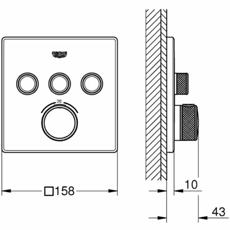 GROHE Grohtherm Smartcontrol Douche Opbouwdeel Vierkant 15,8x4,3x15,8 cm Supersteel GROHE Grohtherm Smartcontrol Douche Opbouwdeel Vierkant 15,8x4,3x15,8 Cm Supersteel -GROHE Geschäft 71386862 2