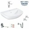 Grohe Set Alles In 1: Hängewaschbecken 60 Cm + Einhebelmischer + Siphon + Eckventil (LAVABOMITIGEURGROHE) -GROHE Geschäft 71699469 1